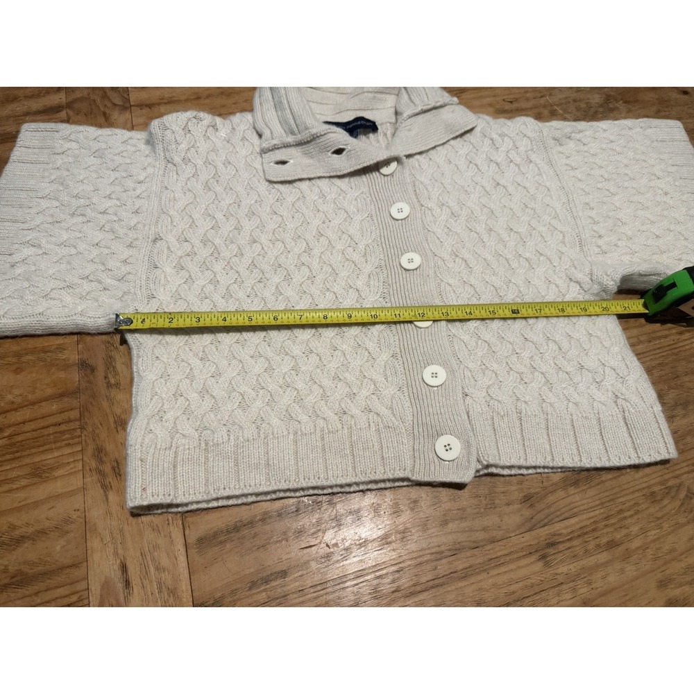 French Connection Cable Knit Cardigan Sweater Sz S Cream Alpaca Blend Button - Picture 12 of 13